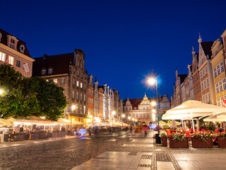 Fototapeta na wymiar old town square at night in gdansk poland
