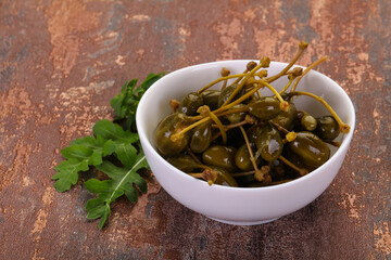 Pickled Capersberries in the bowl