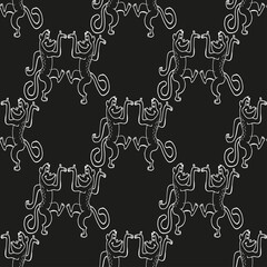 Seamless vector brush monkey pattern.