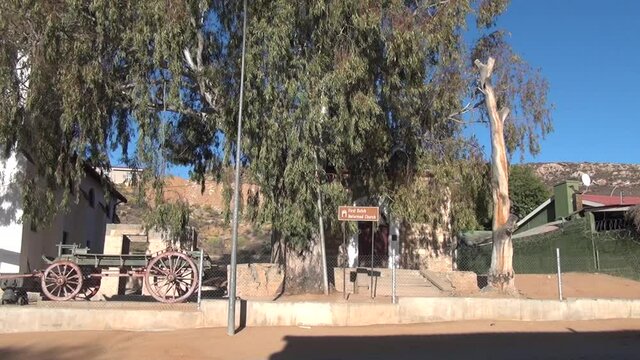Summer day footage of Springbok town, architecture and streets in Northern Cape, South Africa