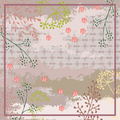 square scarf design with abstract floral pattern