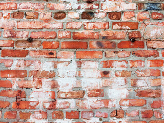 Brick wall, weathered, worn wall damaged paint. Grunge Concrete Surface. Great background or texture.