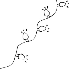 Vector illustration of garlands for decorating Christmas trees, houses, rooms in the Doodle style. The concept of a holiday, new year, Christmas, carnival, romance. Can be used for fabric, paper