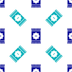 Blue Mexican carpet icon isolated seamless pattern on white background. Vector.