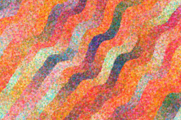 Fototapeta na wymiar Pink, orange, red and blue waves Impressionist Pointlilism abstract paint background.