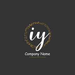 I Y IY Initial handwriting and signature logo design with circle. Beautiful design handwritten logo for fashion, team, wedding, luxury logo.