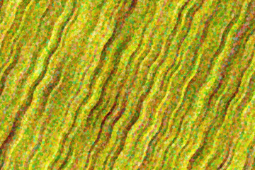 Yellow, pink and green waves Impressionist Pointlilism abstract paint background.