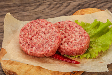 Raw beef cutlet for burger