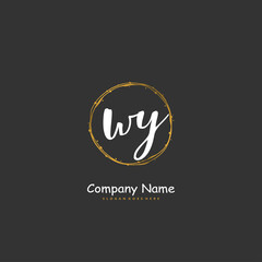 W Y WY Initial handwriting and signature logo design with circle. Beautiful design handwritten logo for fashion, team, wedding, luxury logo.