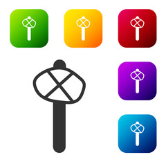 Black Stone age hammer icon isolated on white background. Set icons in color square buttons. Vector.