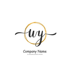 Obraz premium W Y WY Initial handwriting and signature logo design with circle. Beautiful design handwritten logo for fashion, team, wedding, luxury logo.