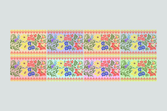 Textile seamless pattern design - Women Lawn suits pattern collection - ready to print vector 