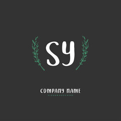 Obraz premium S Y SY Initial handwriting and signature logo design with circle. Beautiful design handwritten logo for fashion, team, wedding, luxury logo.
