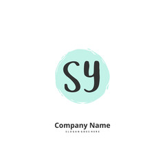 S Y SY Initial handwriting and signature logo design with circle. Beautiful design handwritten logo for fashion, team, wedding, luxury logo.
