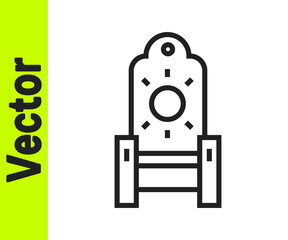 Black line Medieval throne icon isolated on white background. Vector.