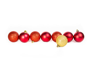 christmas card with christmas balls isolated on white background