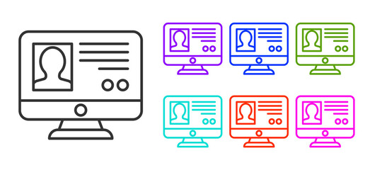 Black line Create account screen icon isolated on white background. Set icons colorful. Vector.