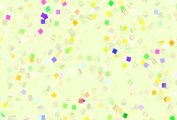 Light Multicolor vector background with triangles, circles, cubes.