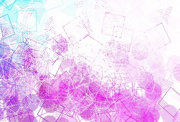 Light Pink, Blue vector backdrop with lines, circles, rhombus.