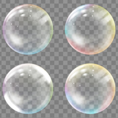Transparent colored soap or water bubbles.