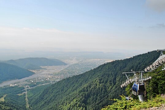 Scenic view of Greater Caucasus mountain from Tufandag mountain cable car station in Gabala. Azerbaijian