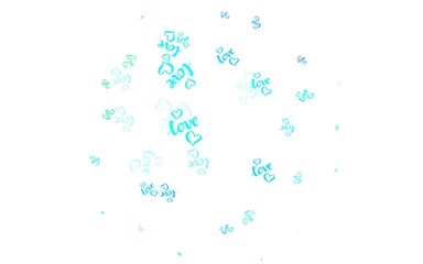 Light Blue, Green vector backdrop with sweet hearts.