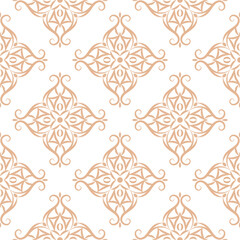 Floral seamless pattern. Beige design on white backdrop