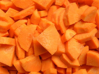 Orange color diced cut raw Carrot root