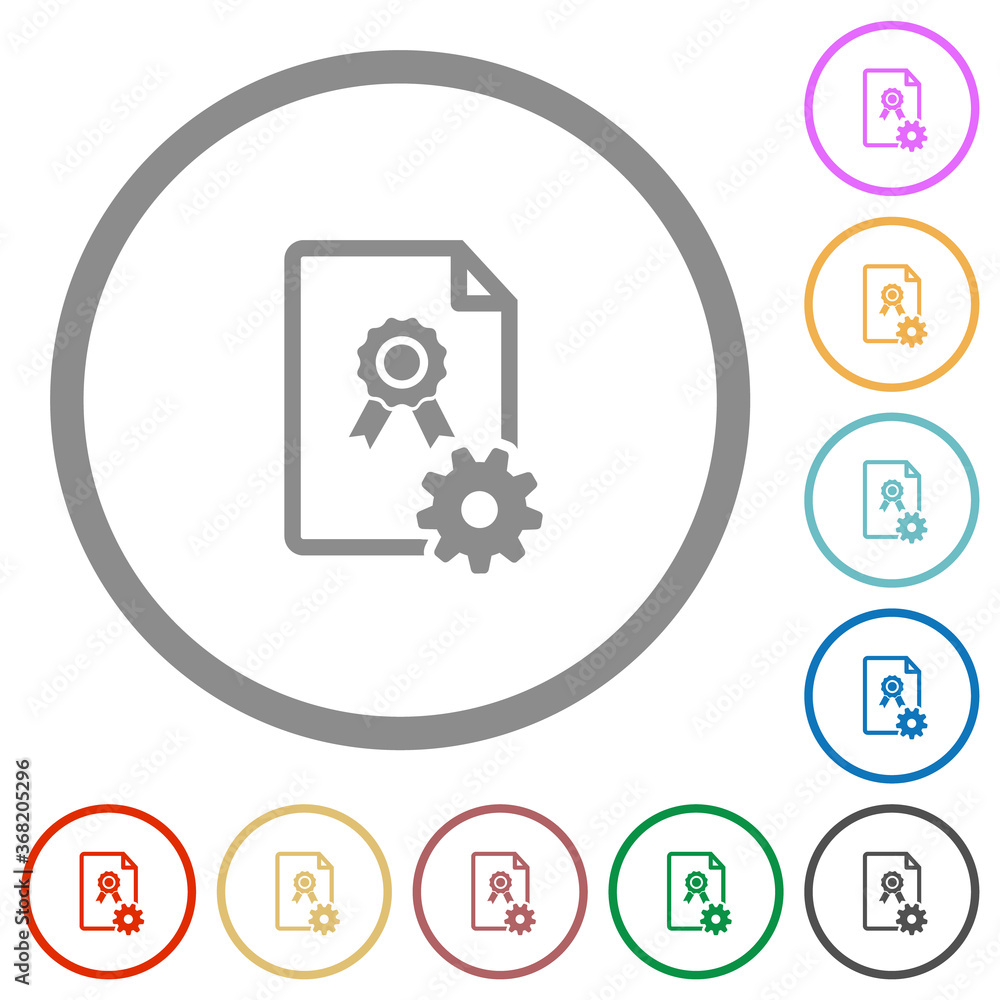Poster generating certificate flat icons with outlines