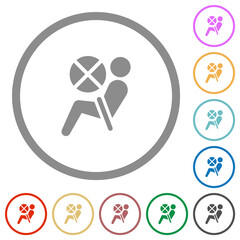 Disabled air bag dashboard indicator flat icons with outlines