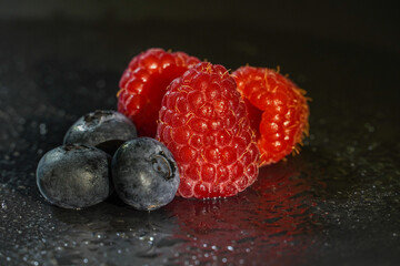 raspberries and blueberries