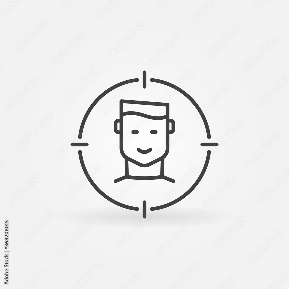 Poster man face in target outline vector concept icon or design element