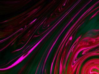 Vibrant neon liquid paint with lines design for creative art composition