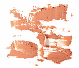 Red modelling clay stains smeared and isolated on white background