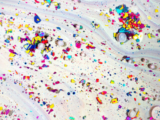 Colorful art designs made with acrylic paint for playful compositions, vibrant graphic texture. 