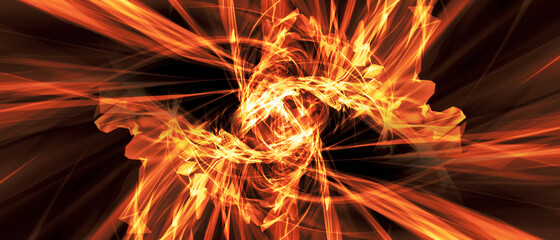 Abstract 3d rendering futuristic fantasy fire smoke technology for panoramic banner background. ...