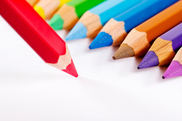 color pencils isolated on white background closeup

