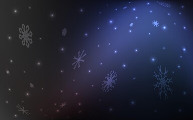 Fototapeta na wymiar Dark BLUE vector layout with bright snowflakes. Blurred decorative design in xmas style with snow. The pattern can be used for new year ad, booklets.