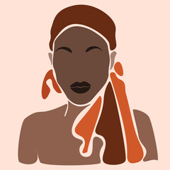 Young beautiful black women. Fashion portrait of an afro American girl. Cute girl vector illustration. Character design.
