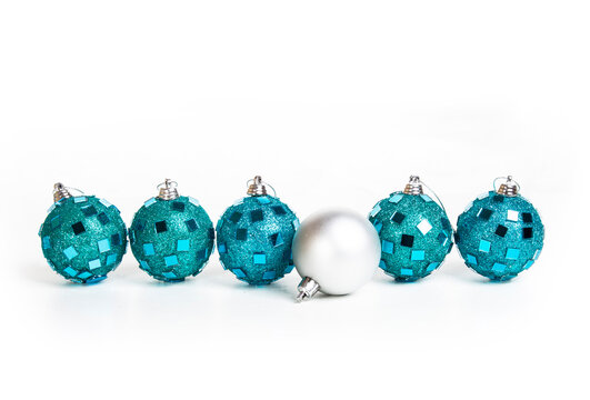 christmas card with christmas balls isolated on white background