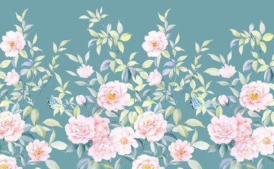 Fototapeta na wymiar Computer drawn flower illustration. Watercolor Flowers.Manual composition.Big Set watercolor elements.