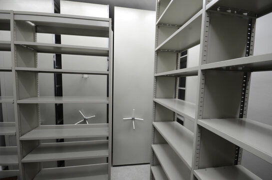 Empty archive storage room