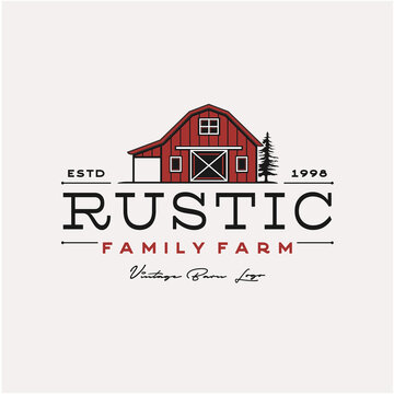 Vintage Retro Rustic Barn Farm logo design Illustration