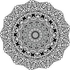 Mandala. Zentangle inspired vector illustration, black and white. Abstract diwali texture. Ornamental diwali pattern. Mehndi mandala, Indian Henna.