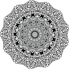 Mandala. Zentangle inspired vector illustration, black and white. Abstract diwali texture. Ornamental diwali pattern. Mehndi mandala, Indian Henna.