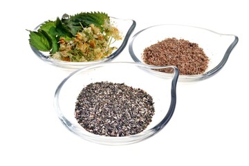 Fresh healthy and dried linden and nettle plant isolated