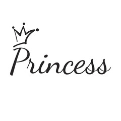 Princess inscription with crown. Hand drawn logo