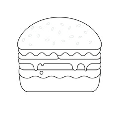 Vector illustration of a hand drawn sandwich. Cheeseburger isolated on white. 