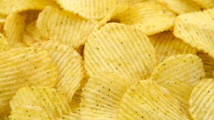 gold ruffles potato chips close up