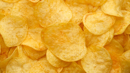 craft potato chips with cheddar cheese, close up
